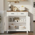 thumbnail image 4 of Kitchen Sideboard Buffet Cabinet, Wooden Buffet Cabinet Credenza Coffee Bar with 2 Drawers & 2 Doors, White Wood Sideboard for Living Room, Entryway, Corridor, JA3981, 4 of 6