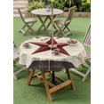 thumbnail image 5 of Outdoor Tablecloth with Umbrella Hole Zipper Texas Star Red Round Tablecloth 60" Waterproof Outside Table Cloth Farmhouse Berry Wooden Vintage Patio Table Cover Tablecloths for Picnic Party, 5 of 8