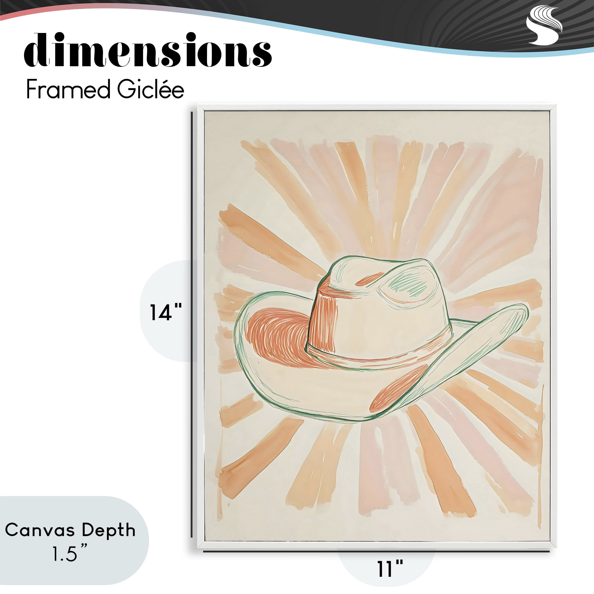 Stupell Industries Sunburst & Cowboy Hat White Framed Giclee Art, design by The Prints Vibe