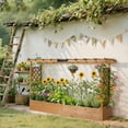 thumbnail image 3 of Ktaxon 78.7in Planter with Trellis & Pergola, Wide Wooden Raised Garden Bed for Outdoor Patio Backyard, Teak, 3 of 9
