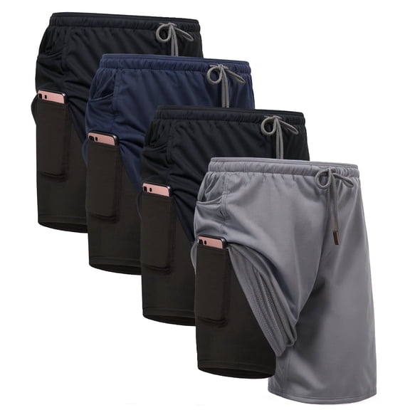 LAPTOM MAX Men's Athletic Basketball Shorts with Pockets, Multi-Color Mesh Workout Gym Shorts for Comfortable Activewear, 4 Pack