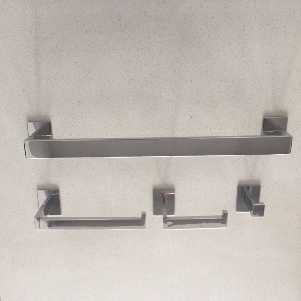 Kepooman Towel Rack Set, Towel Bar Holder Rack Robe Hook Tissue, Silver Kepooman Towel Rack Set, Towel Bar Holder Rack Robe Hook Tissue, Silver