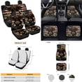 thumbnail image 4 of Yuyamidu Highland Cow Car Seat Cover Set of 15 American Flag Car Floor Mats Steering Wheel Cover Seat Belt Covers Daisy Handbrake Cover Set Coasters Auto Interior Accessories, 4 of 6