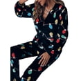 thumbnail image 5 of Seyurigaoka Women's Sleepwear Jumpsuit Plaid/Lamp String Print Long Sleeve Hood Front Zipper Closure Full-Length Romper Pnats, 5 of 9