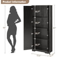 thumbnail image 3 of Huisuilinss 60" Tall Pantry Cabinet,Kitchen Pantry Storage Cabinets with 2 Door and 3 Adjustable Shelves, White Wood Pantry Storage Cabinet, Cupboard for Kitchen, Dining Room, Living Room and Bathroom, 3 of 6