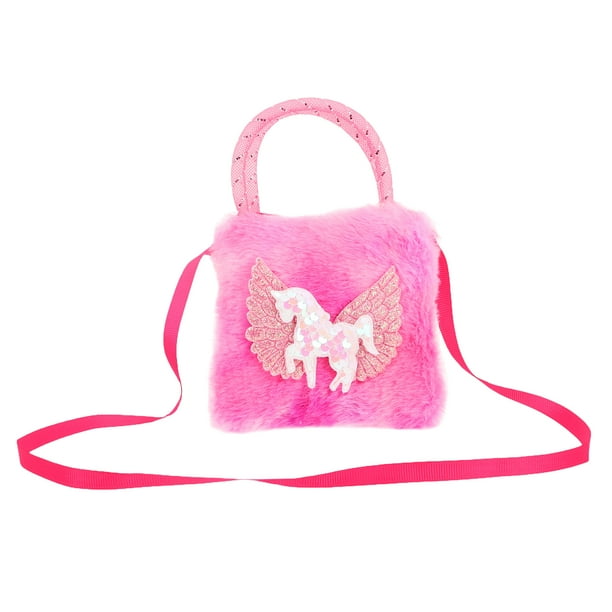 Lindo bolso bandolera de peluche de unicornio para niñas, ligero y versátil, bolso de mano y monedero para niños, ideal para la escuela, viajes y compras