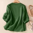 thumbnail image 4 of Lumtrix Linen Sets for Women 2 Piece Casual Summer 3/4 Sleeve Shirts Wide Leg Pants with Pockets Work Suits Lounge Outfits Green 3XL, 4 of 4