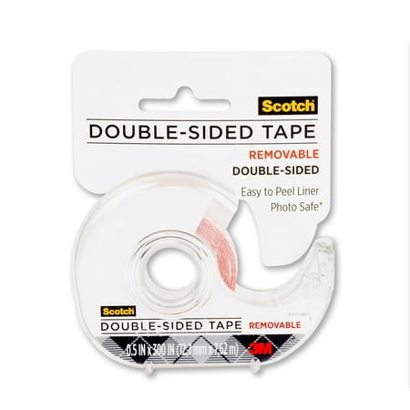 Scotch Double Sided Permanent Tape, Transparent, 1/2 in x 300 in, 1 Dispenser