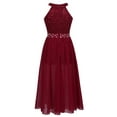 thumbnail image 2 of CHICTRY Girls Floral Lace Rhinestone Maxi Romper Dress for Birthday Wedding Party Burgundy 6, 2 of 7