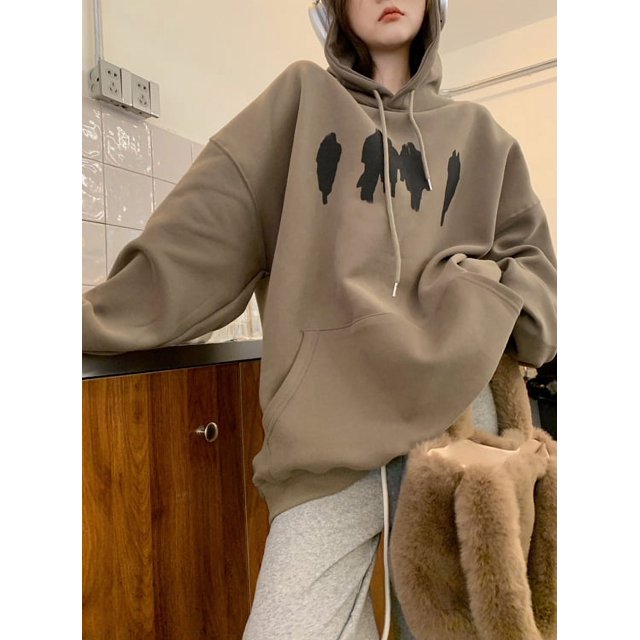 Sudadera con capucha para mujer, estilo urbano, retro, con estampado de otoño, para la calle, moderna, avanzada, suave, para el tiempo libre, combina con todo, para estudiantes, oficina, uso diario.