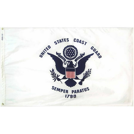 U.S. Coast Guard Military Flag, 4' x 6', Nylon SolarGuard Nyl-Glo, Model# 439127