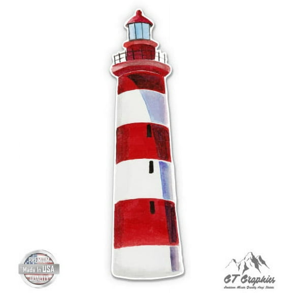 Lighthouse Watercolor - 3" Vinyl Sticker - For Car Laptop I-Pad Phone Helmet Hard Hat - Waterproof Decal