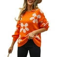 thumbnail image 6 of GXFC Women Teen Girls Juniors Sweater Casual Long Sleeve Oversized Flower Knit Pullover Fall Warm Knitwear Top Clothes for Women, 6 of 9
