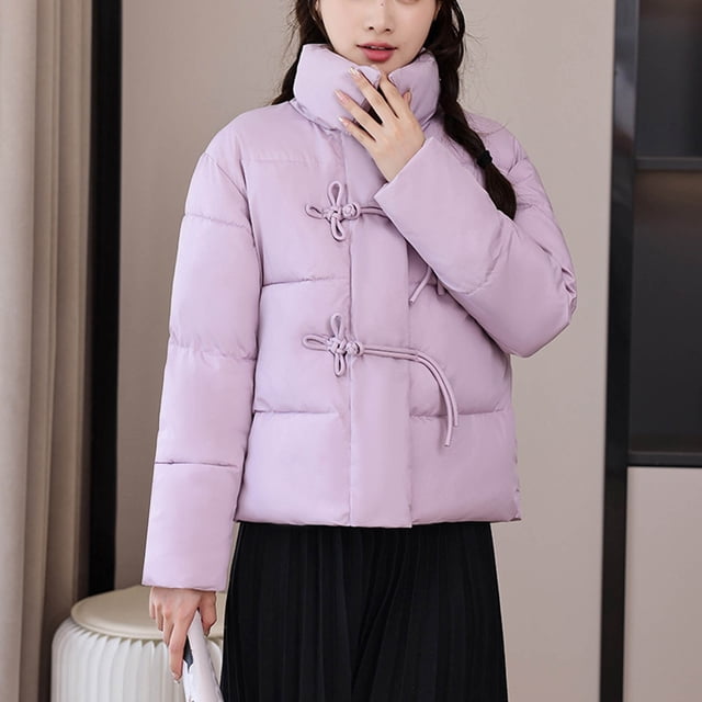 Parkas de manga larga para mujer, chaqueta acolchada holgada de invierno con pan grueso, chaqueta acolchada de manga larga, abrigo para mujer