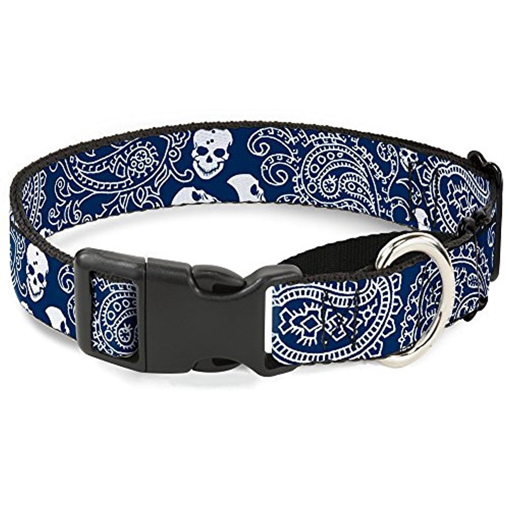buckle-down bandana skulls royal white martingale dog collar