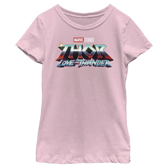 Girl's Marvel: Thor: Love and Thunder Classic Logo Graphic Tee Light Pink X Small