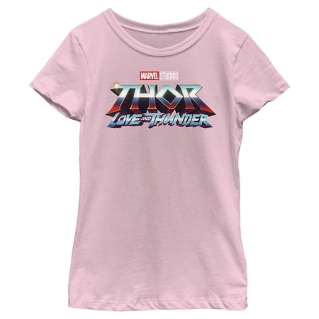 Girl s Marvel: Thor: Love and Thunder Classic Logo Graphic Tee Light Pink X Large