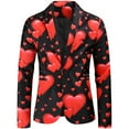thumbnail image 4 of YanHoo Valentines Day Suit Men Pink Heart Print Jackets One Button Long Sleeve Suit Slim Fit Jackets Suit for Prom Party Men Valentines Day Gifts for Boyfriend, 4 of 9
