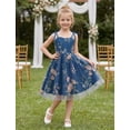 thumbnail image 4 of IBTOM CASTLE Toddler Girls 1950s Vintage Floral Embroidery Swing Dress | Retro Graduation Dress For Birthday Party Wedding Bridesmaid Communion Tulle Dresses, Sweetheart Mesh Grey-blue, 4 of 7