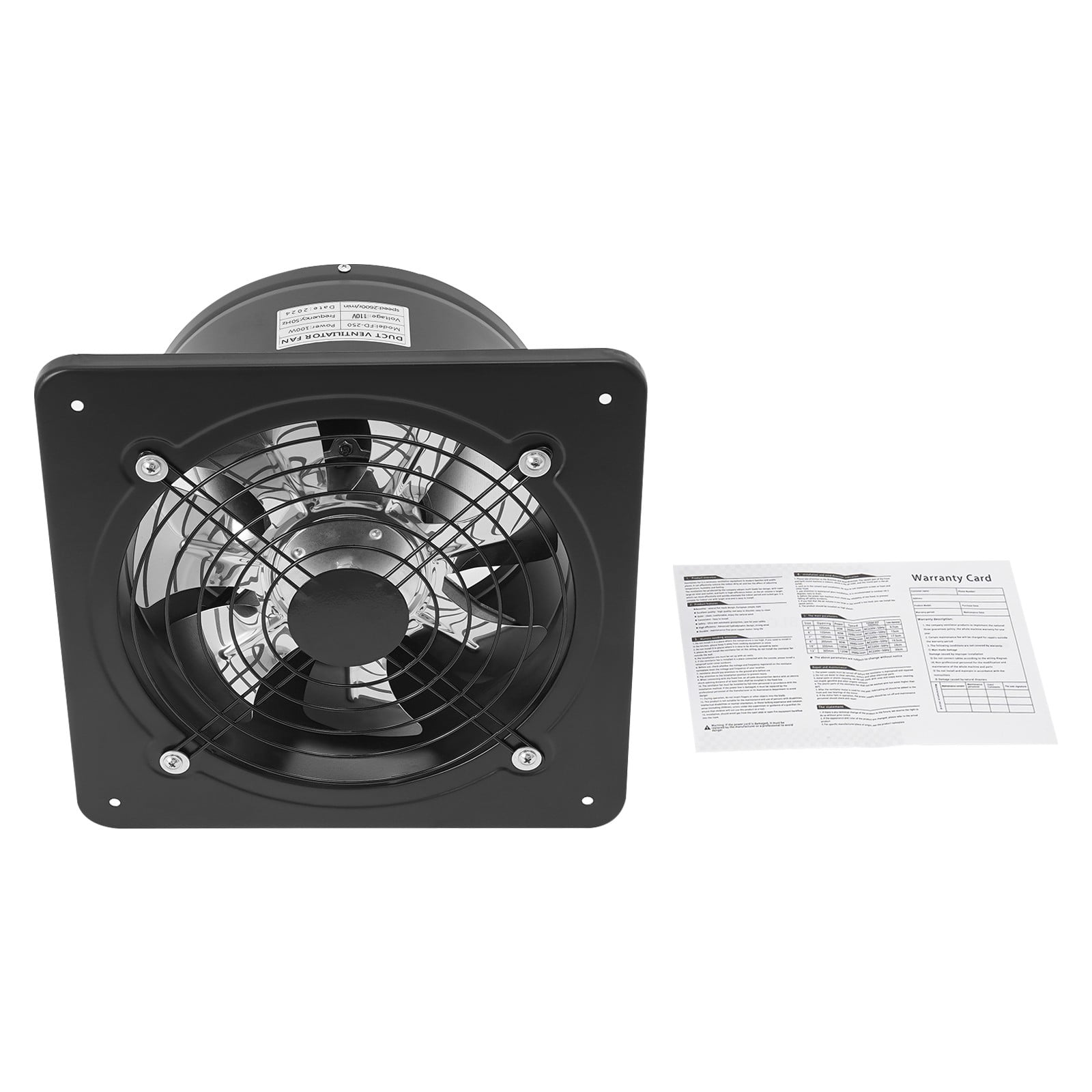 TFCFL 10'' Exhaust Fan 100W AC 110V Wall Mounted Ventilation Fan Bathroom Kitchen Air Blower Extractor Fan 2600r/min