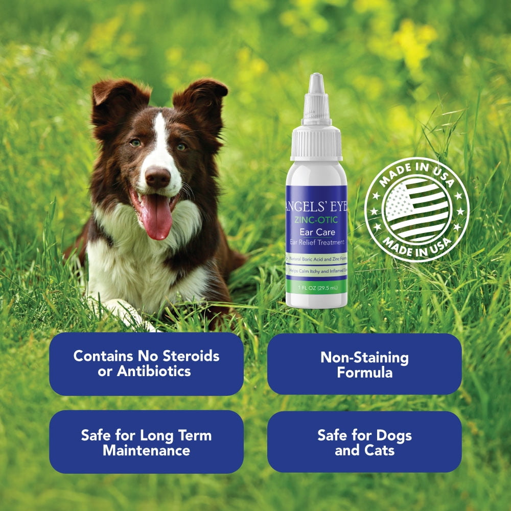 Angels' Eyes Zinc-Otic Ear Relief Natural BA and Zinc Formula Otic Care Liquid for Dog & Cat, 1 Ounce Bottle