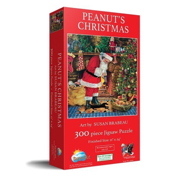 SUNSOUT INC - Peanut's Christmas - 300 pc Jigsaw Puzzle by Artist: Susan Brabeau - Finished Size 21" x 24" Christmas - MPN# 44425
