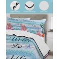 thumbnail image 3 of Quilt King Size Bedding Set, Ocean Coral Reversible Summer Quilt 3 Pieces, Summer Coastal Seaweed Starfish Wood Ombre Blue Lightweight Bedspreads Coverlets with 2 Pillow Shams for All Seasons, 3 of 5