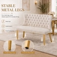 thumbnail image 5 of SESSLIFE Velvet Dining Bench with Back, 2 Seat Upholstered Banquette Bench with Nailhead Trim and Stainless Steel Legs, Dining Room Bench for Kitchen, Entryway, Beige, 5 of 7
