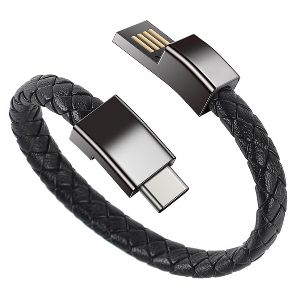 Portable Bracelet Data Cable Fast Charging USB Micro Type C Cable,Bracelet  Cable Fashion Braided Leather Wrist Data Charger Cord-for Micro USB C3T0 -  