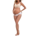 thumbnail image 2 of INSPIRE CHIC Women's Ice Silk Ribbed V-Shaped Low Rise Maternity Briefs Color Patchwork Pregnancy Panties 2 Packs M 1 Beige 1 White, 2 of 4