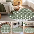 thumbnail image 5 of Round Rugs 5 Ft, Sage Green Pine Leaves Non Slip Area Rugs for Kitchen Bedroom Entryway, Abstract Art Geometric Gray Plaid Washable Carpet Runner Rug Floor Mats for Bedroom Home Decor, 5 of 8