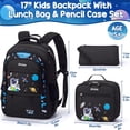 thumbnail image 2 of 3-Piece Cute Backpacks Casual Daypack with Lunch Bag Pencil Pouch Set, Waterproof Lightweight Bookbag, Black Space, 2 of 6