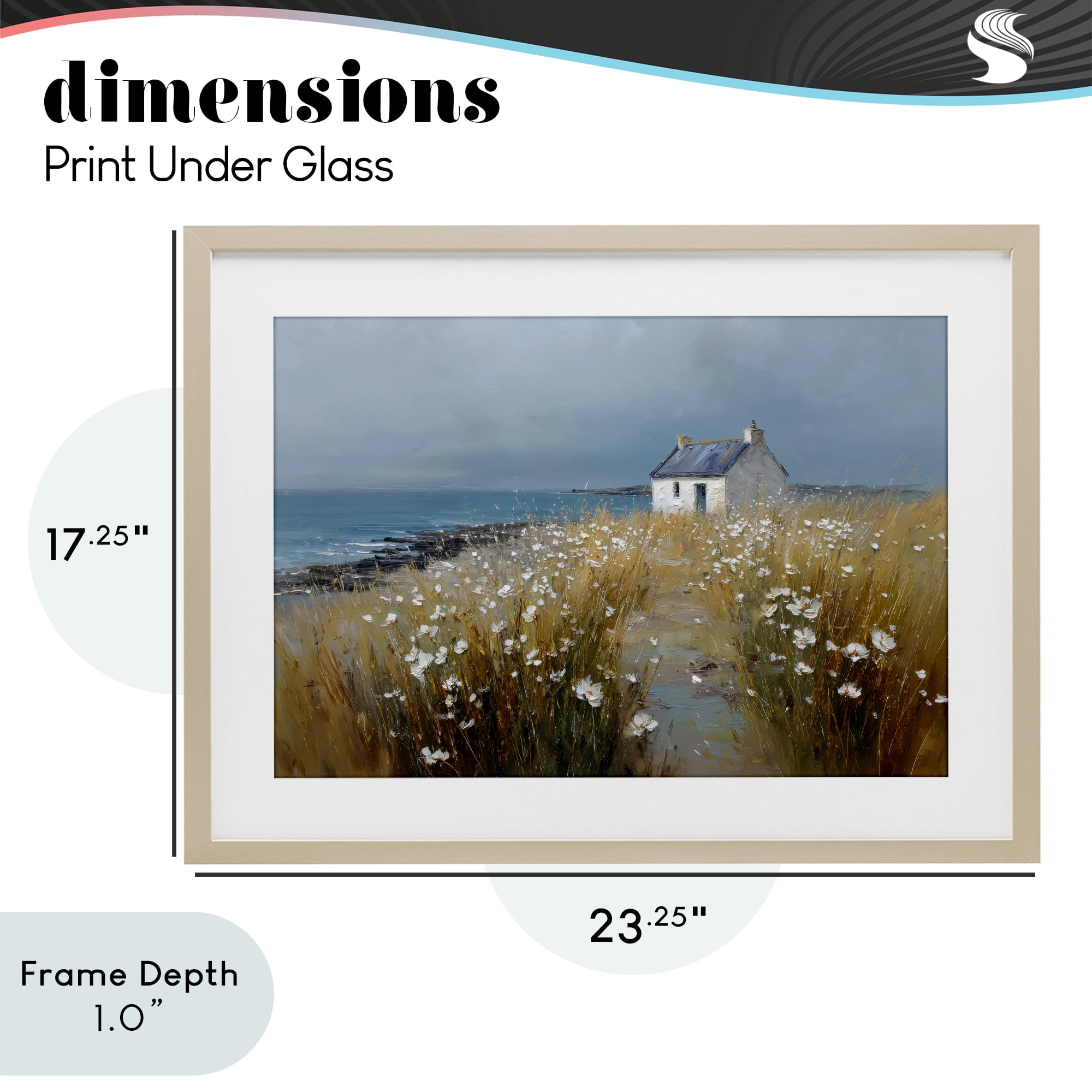 Stupell Industries Oceanfront Cottage Wildflowers Birch Framed Print Under Glass, design by Petal Prints Design