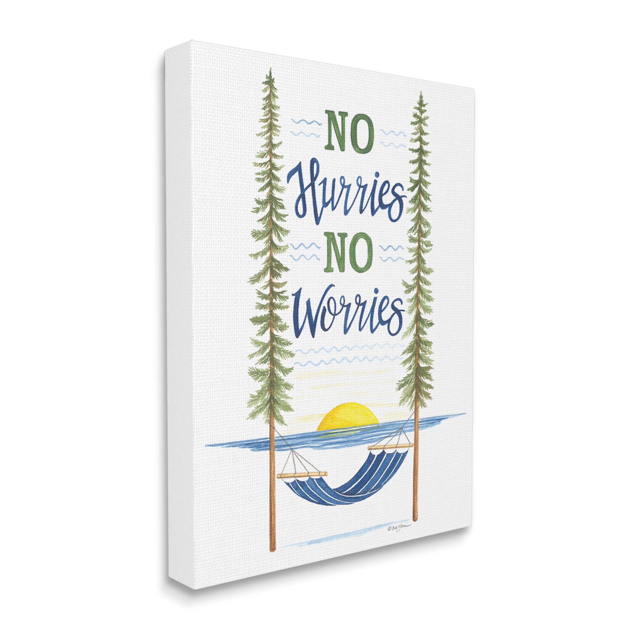 No Hurries Worries Hammock Scene Inspirational Graphic Art Gallery Wrapped Canvas Print Wall Art