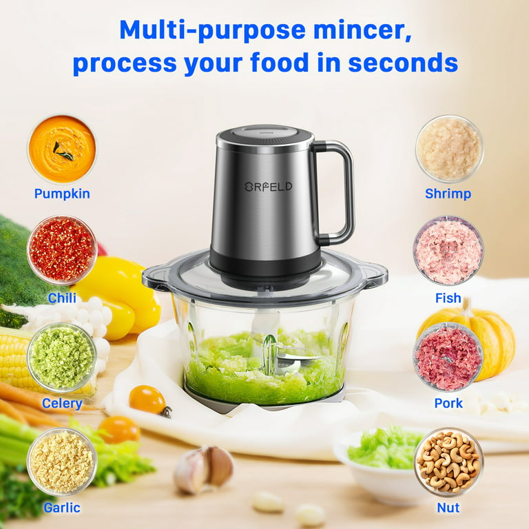 AOSION Electric Food Processor,8 Cup Food Chopper,Vegetable Chopper & Meat Grinder 350W with 2L Glass Bowl Grinder with 2 Speed for Baby Food/Meat