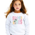 thumbnail image 4 of Summer Vibes Sweatshirt for Women, Teens, & Girls Colorful Palm Tree Vacation Pullover White Sweatshirt Youth XS, 4 of 5