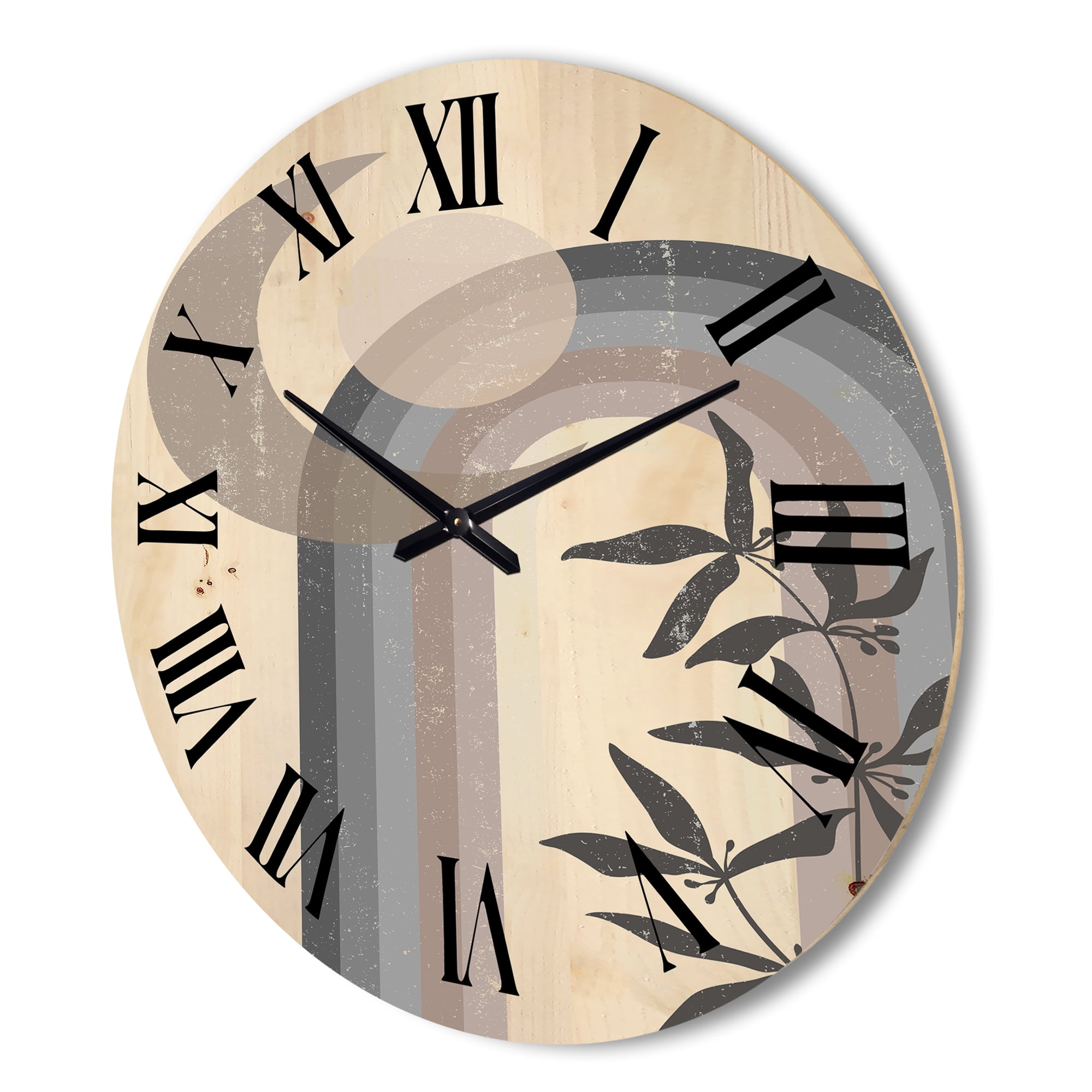 Designart 'Abstract Moon and Sun In Gray and Blue' Modern Wood Wall Clock