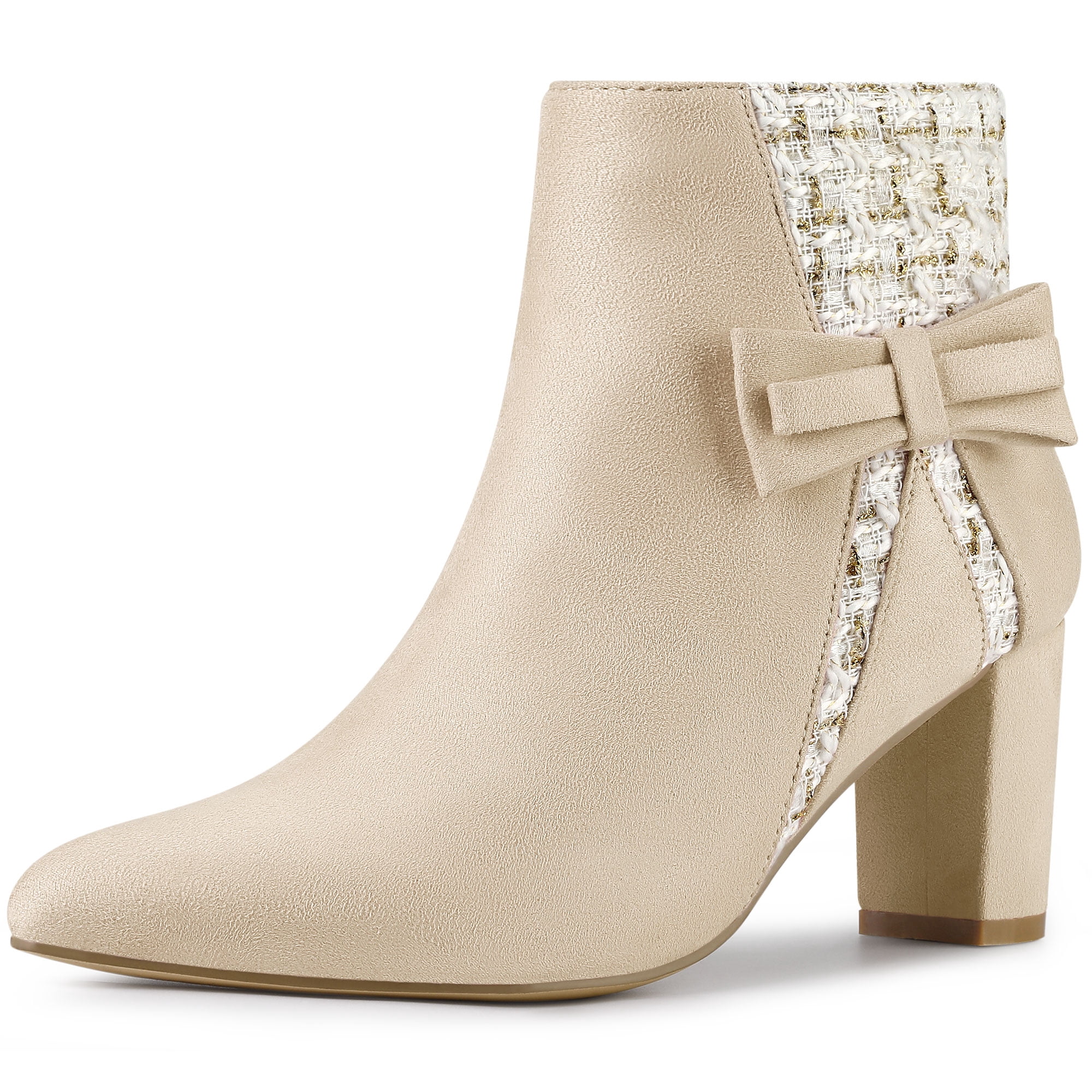 Women's Plaid Pointed Toe Block Heels 