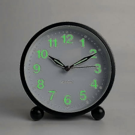 Silent Alarm Clock - Non Ticking Analog Alarm Clocks With Warm Light - Minimalistic Round