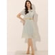 thumbnail image 3 of Vestido Floral Elegante Allegra K de Una Línea con Cinturón y Cuello Peter Pan Azul Claro L, 3 of 6