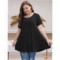 thumbnail image 3 of Womens Plus Size Short Sleeve Casual Summer Round Neck Shirts Tunics for Leggings, 3 of 6