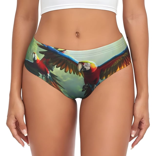Fotbe Flying Parrots In Jungle Calzones Estampados para Mujer – Ropa Interior de Algodón, Cómoda, Suave y Elástica-X-Small
