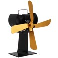 thumbnail image 4 of Ventilador de estufa de calor ecológico con 4 aspas doradas, ventilador de calor para chimenea, 4 of 8