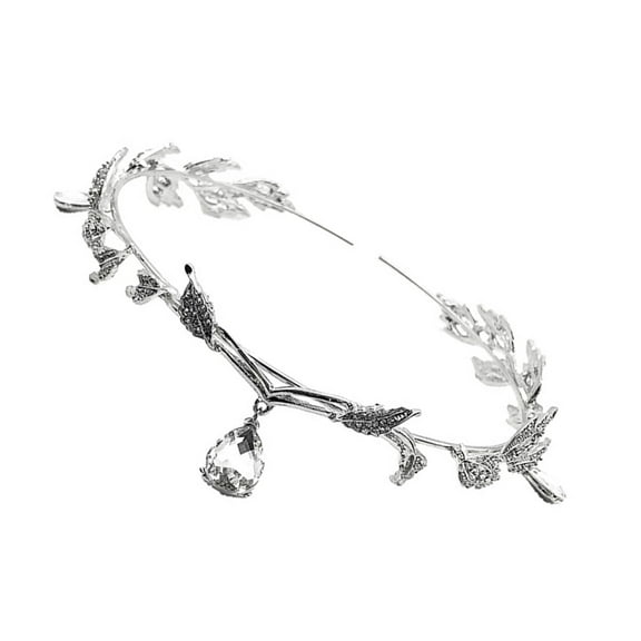 FRCOLOR Decorative Crystal Leaf Headband Bridal Hair Crown Bride 15x14cm Silver