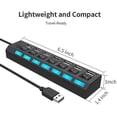 thumbnail image 5 of 7-puerto usb 2,0 hub con interruptores individuales y leds, usb hub 2,0 divisor para todos los dispositivos usb Afortunado Sencillez, 5 of 5