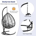 thumbnail image 4 of Harper & Bright Designs Outdoor Hanging Chair with Stand, Indoor Foldable Rattan Egg Swing Chair with Iron Frame and Plush Cushion & Removable Headrest for Porch Garden Balcony, Black+ Gray, 4 of 20