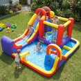 thumbnail image 1 of Gymax Inflatable Water Slide 7-in-1 Outdoor Bounce House w/ Dual Slides Splash Pool Water Cannon Climbing Wall & Basketball Hoop, 1 of 10