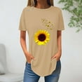 thumbnail image 2 of Tops de Verano de las Mujeres Suelto Ajuste Girasol Impresión Cuello Redondo Suelto 3/4 Manga Superior, Tops de Moda de las Mujeres, 2 of 3
