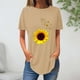 thumbnail image 2 of Tops de Verano de las Mujeres Suelto Ajuste Girasol Impresión Cuello Redondo Suelto 3/4 Manga Superior, Tops de Moda de las Mujeres, 2 of 3