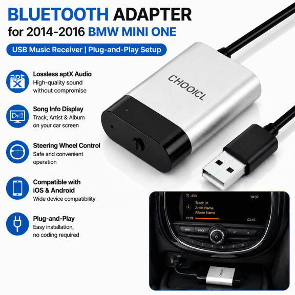 Bluetooth Car Adapter for BMW Mini One – USB Interface, Wireless Music & iPod Streaming Compatible with iOS/Android